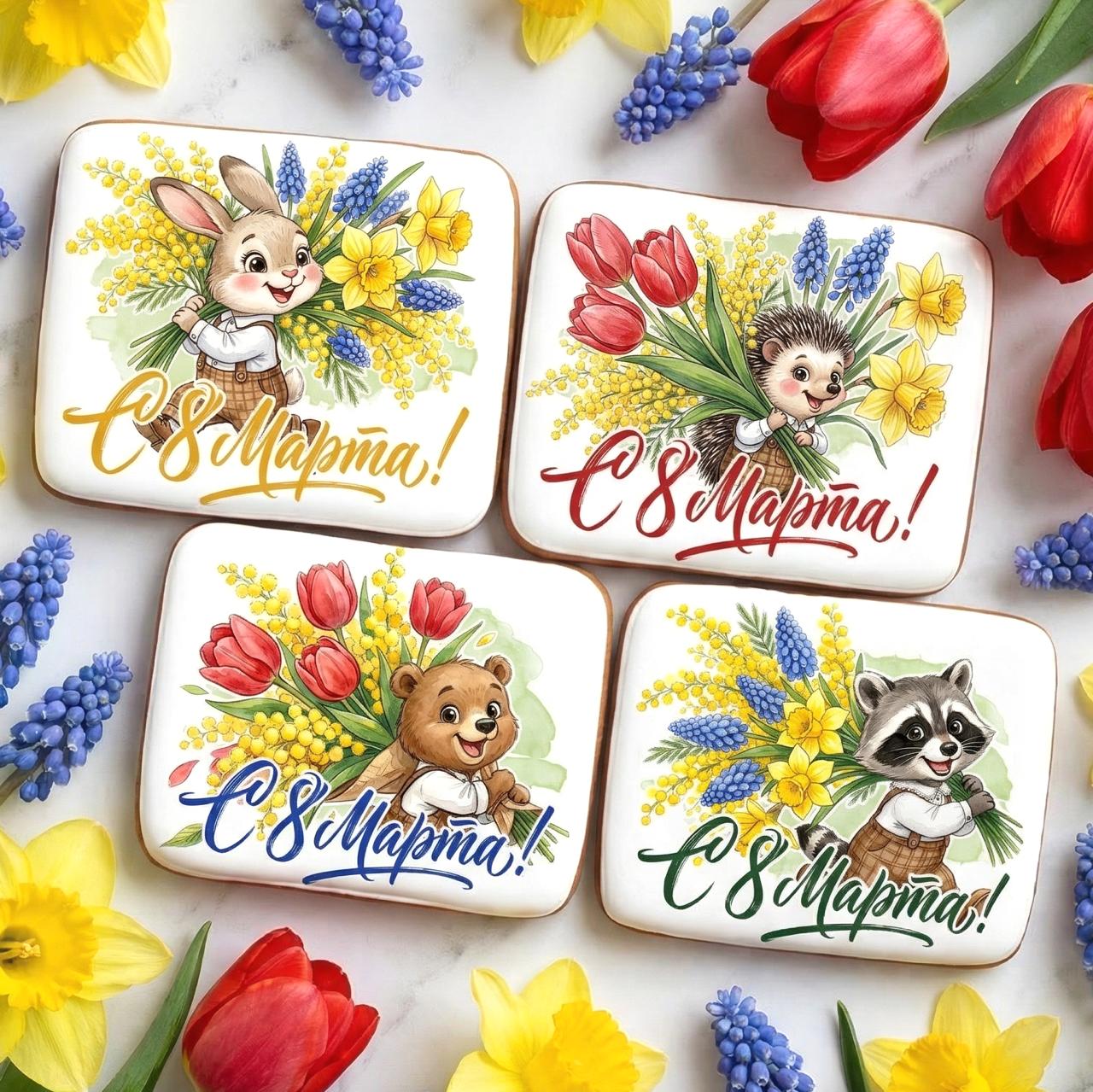 Зверята с букетами